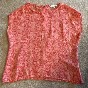 Red-Orange Paisley Patterned Blouse